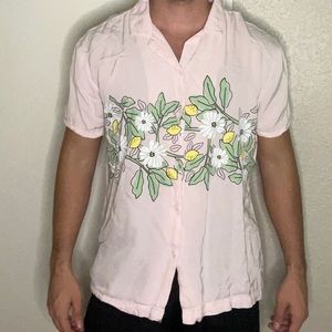 Forever 21 Men’s Pink Button Up - Light - Lemon Yellow